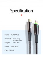 USB kabelis Dux Ducis K-IV PD Type C Lightning 18W